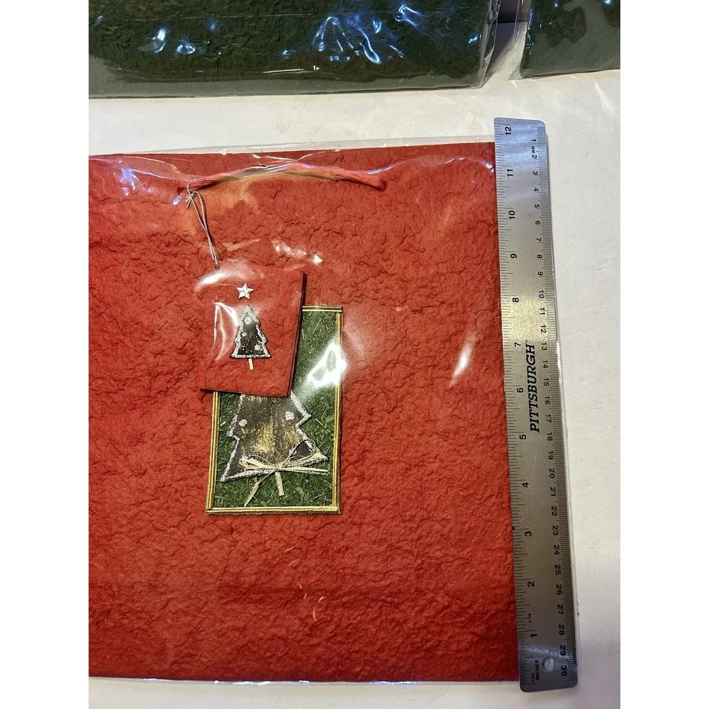Hallmark Vintage Inspired Homemade Paper Christmas Gift Bag Lot Of 4 Red & Green